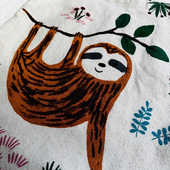 World Market Sloth Canvas Tote Bag Graphic Eco-Friendly Cotton Shopper - Picture 3 of 7
